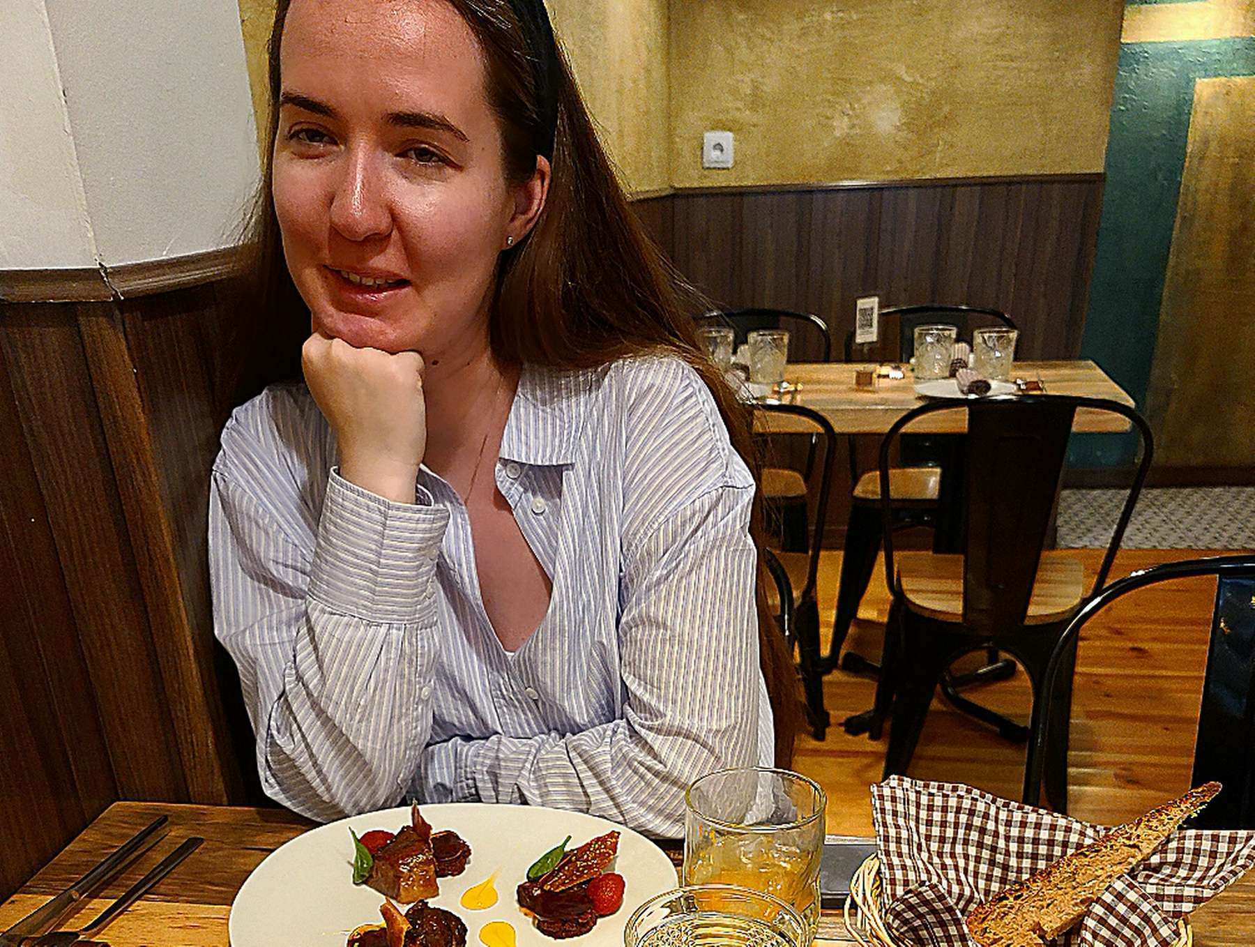 Olena Yaremishyn enjoying fine cuisine in Spain